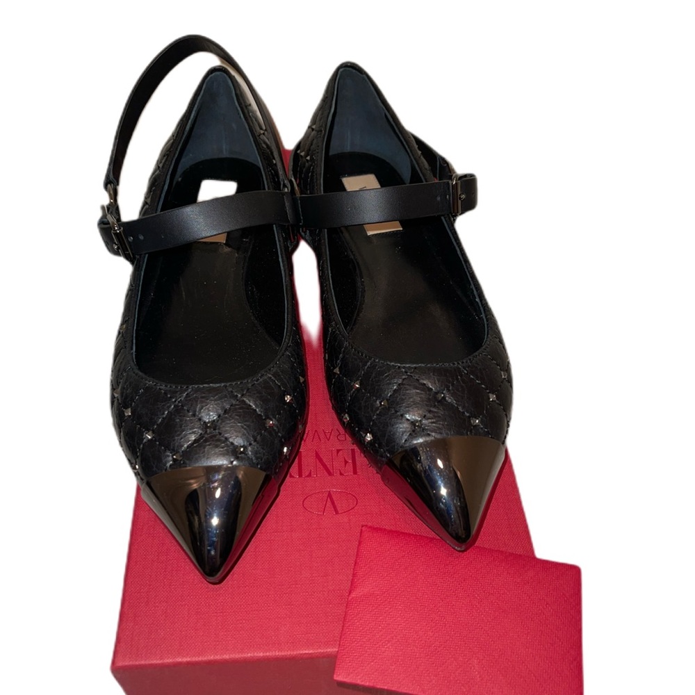 Valentino Rockstud Spike Quilted Leather Flat